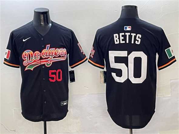 Mens Los Angeles Dodgers #50 Mookie Betts Black Mexico Limited Stitched Jersey